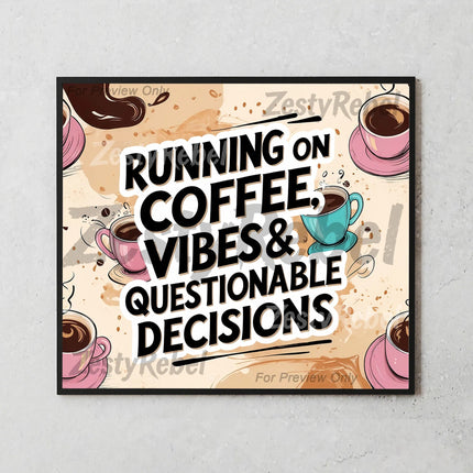 Mockup of a 20oz skinny tumbler featuring vintage coffee sublimation wrap with humorous text.