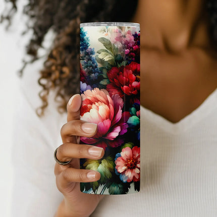  Digital floral tumbler wrap featuring vivid springtime flowers