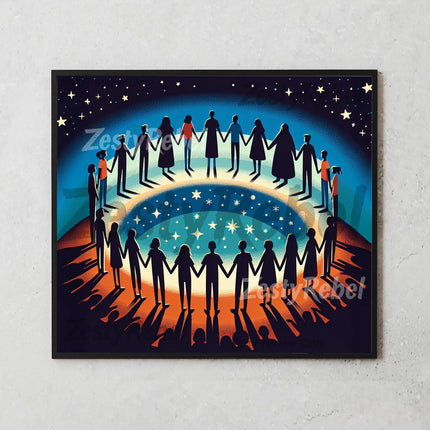 Best tumbler png for wall art and print on demand – inspirational unity design with cosmic backdrop