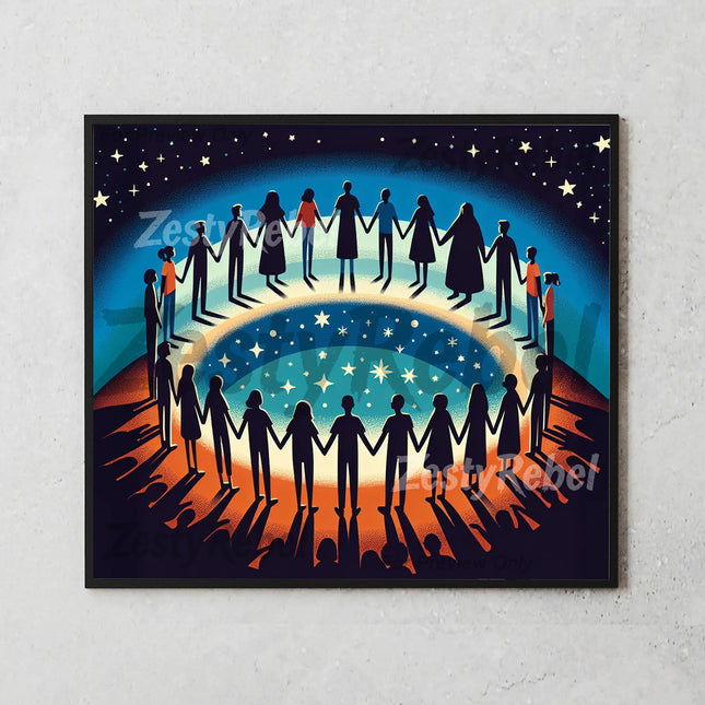 Best tumbler png for wall art and print on demand – inspirational unity design with cosmic backdrop