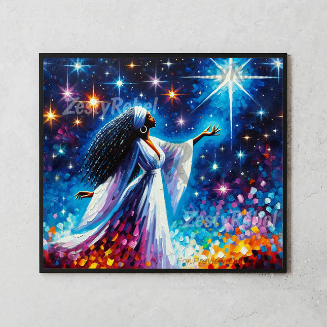 Best tumbler png for wall art and print on demand – celestial empowerment design with stars and light