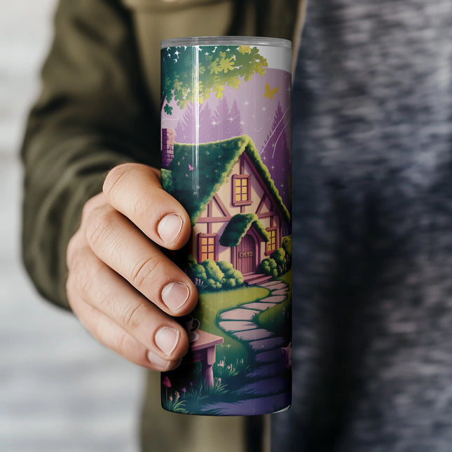 Cheap cozy cottage tumbler png sublimation wrap – peaceful DIY clipart bundle gift