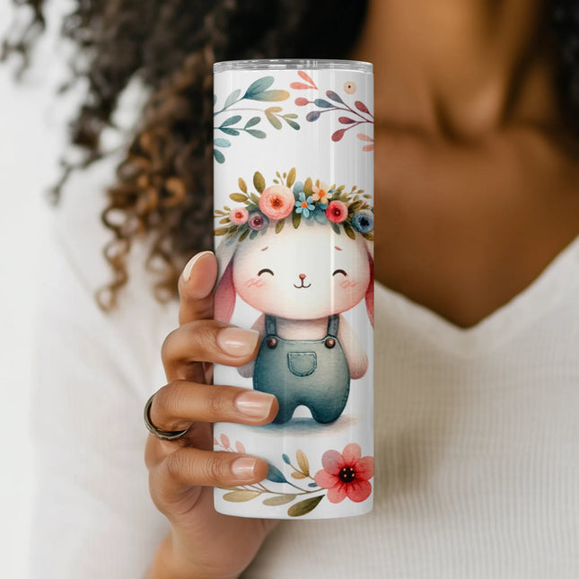 Digital tumbler wrap featuring watercolor bunny art for Easter crafting