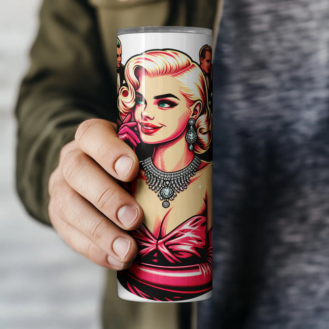 Old-Hollywood inspired diva tumbler wrap for 20oz tumblers – perfect for crafters.