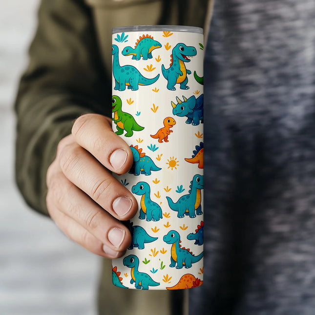 dinosaur-themed kids tumbler wrap PNG, 20oz sublimation design for crafting and personalized gifts