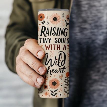 Digital download featuring heartfelt wild heart quote with rustic floral background for sublimation.