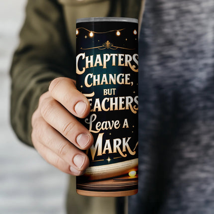 High-res sublimation design for teachers with book stacks, feather pens, and lantern lights.