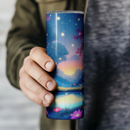 Enchanted nighttime unicorn design with pastel forest scenery – ideal for sublimation and gift projects.