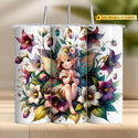 a set of three coffee mugs with a picture of a fairy sitting on top