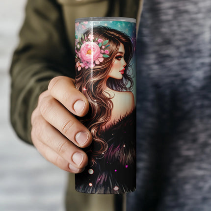 Stylish Eiffel Tower and pink champagne scene – 20oz skinny tumbler sublimation.