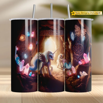 Buy unicorn tumbler png enchanted crystal wrap – glitter sublimation design for crafters and POD