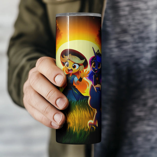 Printable PNG wrap for 20oz tumblers with magical campfire storytelling under the trees.