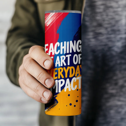 Digital wrap for tumblers celebrating the impact of teachers through vibrant design