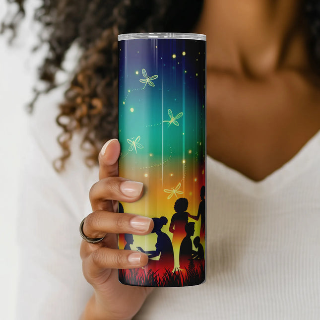 Heartfelt wrap showing unity and joy in a dreamy firefly-lit landscape.