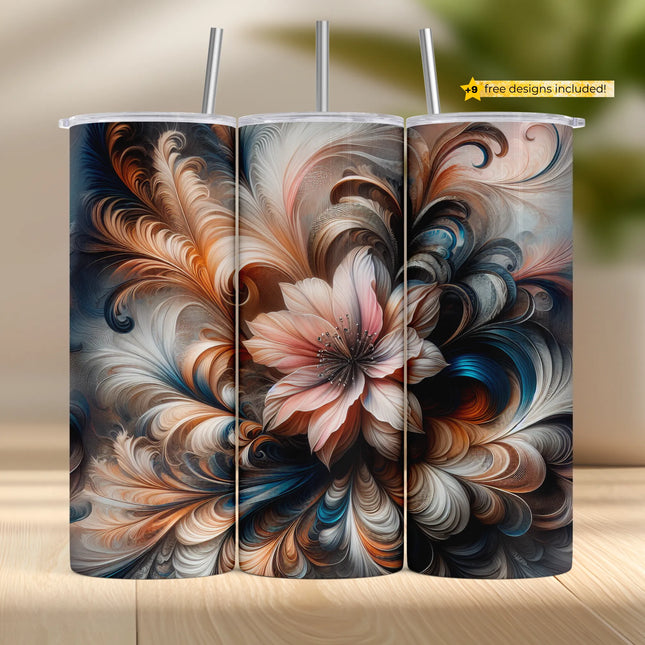 Buy floral tumbler png – botanical swirl petals for elegant sublimation wrap designs