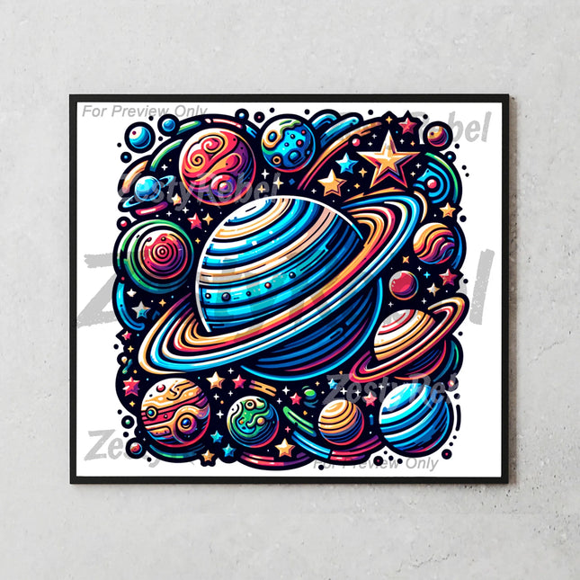 Best tumbler png for wall art or print on demand – cosmic planet wrap design