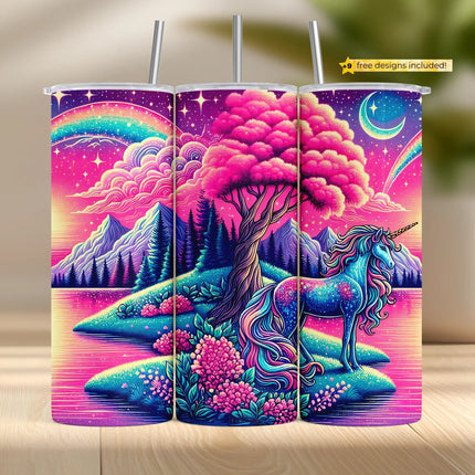 Buy galaxy unicorn tumbler png for sublimation – magical pastel wrap digital download