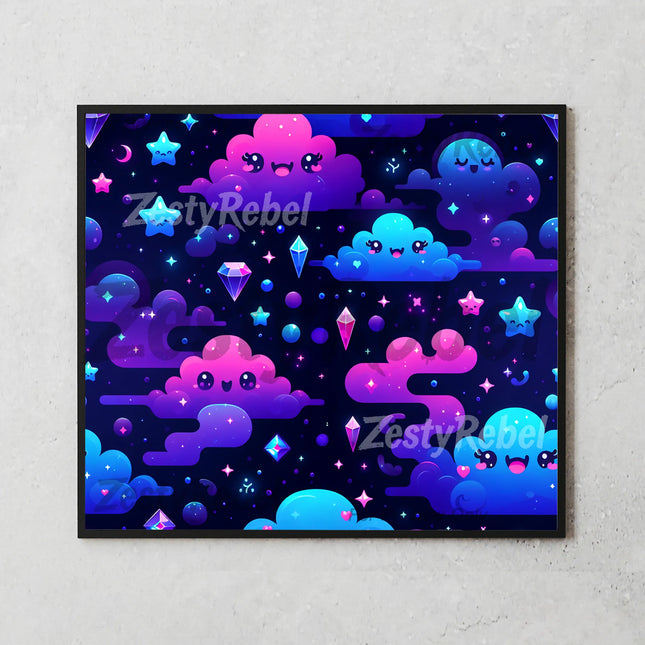 Best tumbler png for wall art and print on demand – cute pastel star cloud design