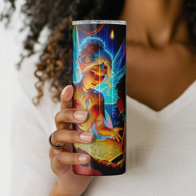 PNG wrap showing elven priestess and fairy queen with a glowing scroll in a fantasy council.