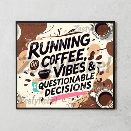 Sublimation PNG design featuring pink and teal coffee cups with playful typography