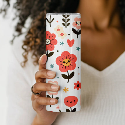  Digital PNG with whimsical happy flowers and spring-inspired doodles