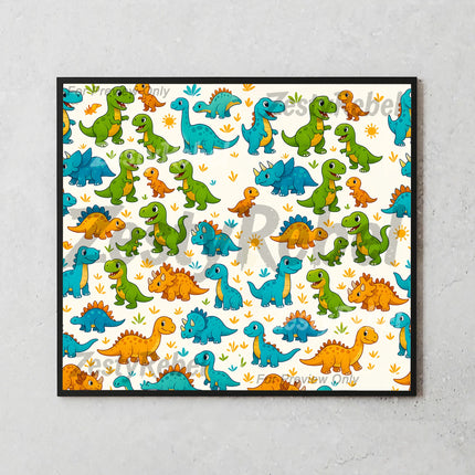 colorful kids dinosaur party tumbler wrap PNG, ideal for crafting birthday gifts and POD products
