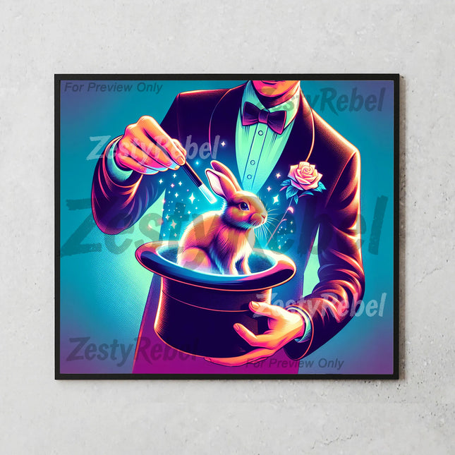 Classic magician and bunny wrap for 20oz skinny tumblers – digital craft PNG.