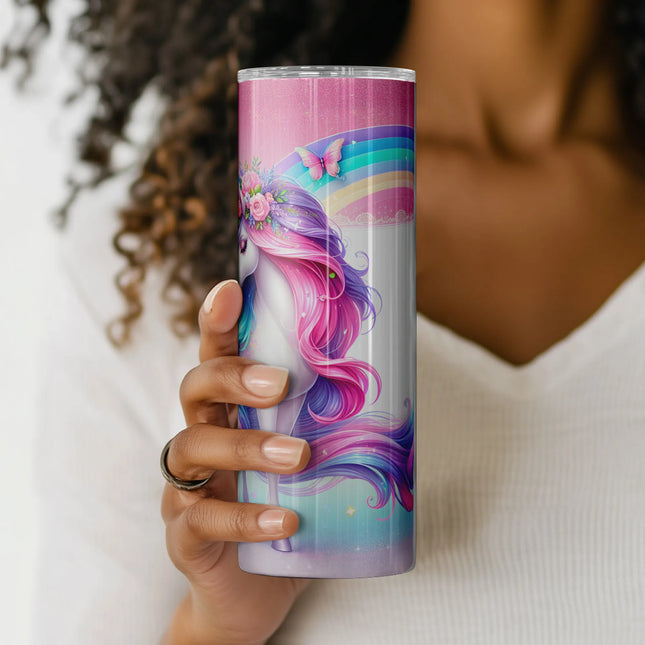 Soft dreamy sublimation PNG featuring a magical unicorn and pastel rainbow.