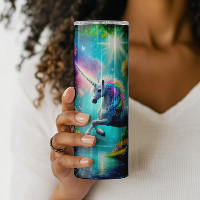 Tumbler wrap PNG with glowing enchanted vibes, ideal for unicorn lovers and creators.