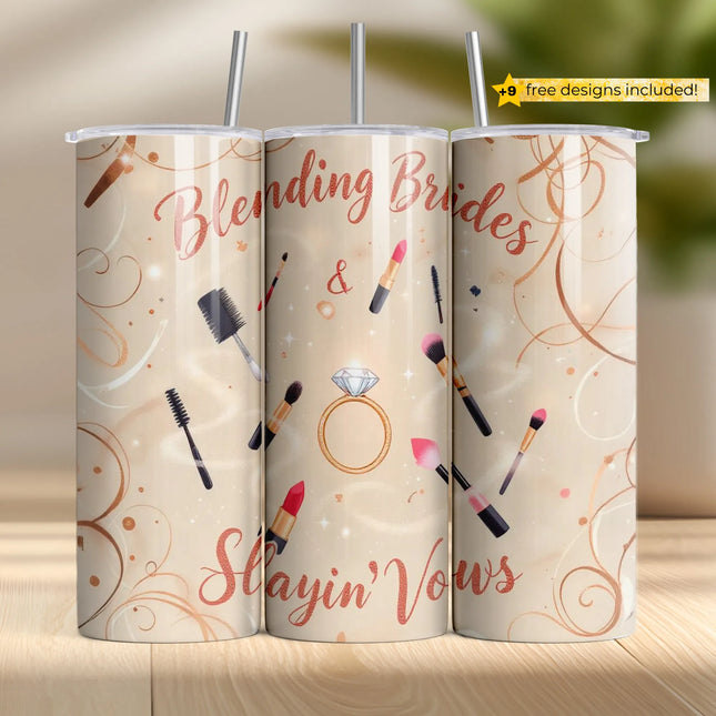 Buy tumbler png for sublimation – bridesmaid wrap with glam beauty brushes and diamond ring
