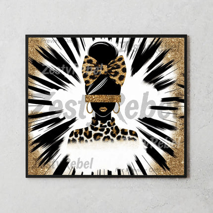 Mockup of 20oz skinny tumbler featuring leopard glam design for empowered moms.