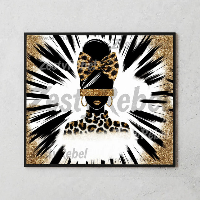 Mockup of 20oz skinny tumbler featuring leopard glam design for empowered moms.