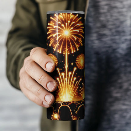 Dazzling fireworks show with sparkles and silhouettes – 20oz tumbler sublimation.