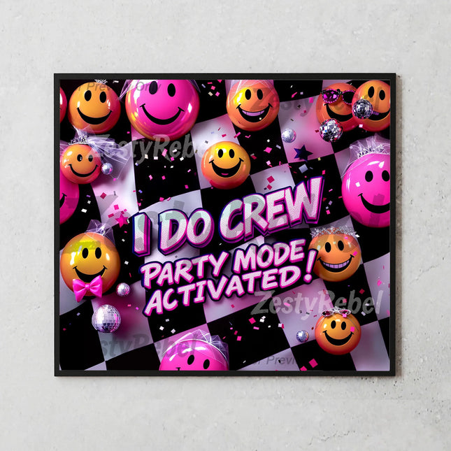 Best tumbler png for wall art and print on demand – smiley party design with neon confetti and fun quotes