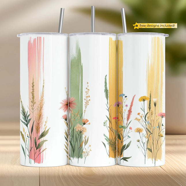 Buy pastel tumbler png for sublimation – soft floral digital wrap for DIY gift crafters