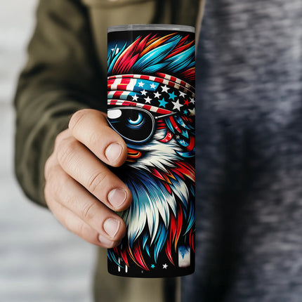 300 DPI wrap design featuring fierce USA eagle with red, white & blue feathers and shades.