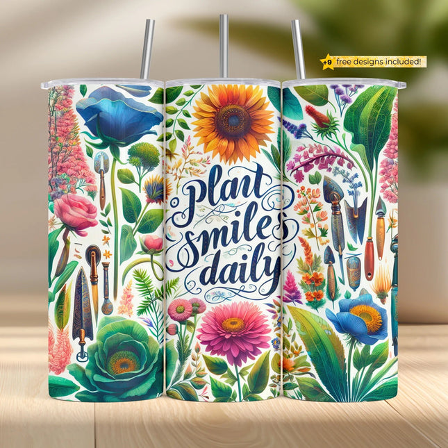 Buy tumbler png with floral gardening quote – digital download for sublimation and craft gifts
