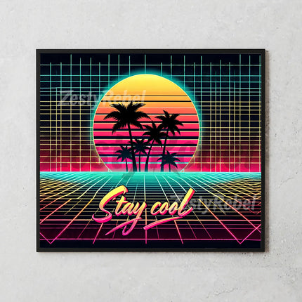 Best tumbler png for print on demand or wall art – vaporwave sublimation design with palm trees