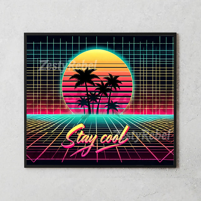 Best tumbler png for print on demand or wall art – vaporwave sublimation design with palm trees