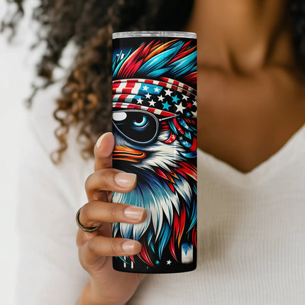 Tumbler wrap for POD featuring cool bald eagle art, perfect for patriotic collections and gifts.