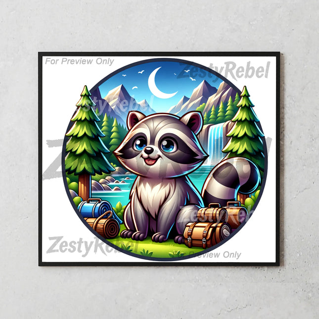 Best tumbler png for print on demand or wall art – cartoon raccoon sublimation design