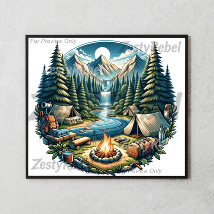 Best tumbler png for print on demand or wall art – river valley forest sublimation design
