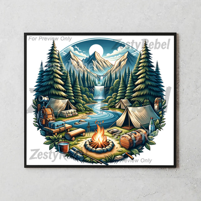 Best tumbler png for print on demand or wall art – river valley forest sublimation design