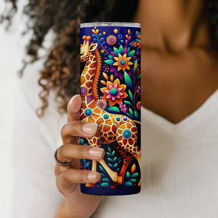 Sublimation PNG featuring a stylized giraffe and floral bouquet for crafters and POD sellers.