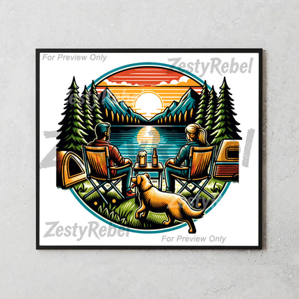 Best tumbler png for print on demand or lake view wall art – camping sunset sublimation design