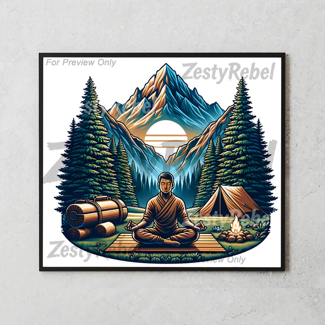 Best tumbler png for print on demand or wall art – tranquil outdoor sublimation meditation design