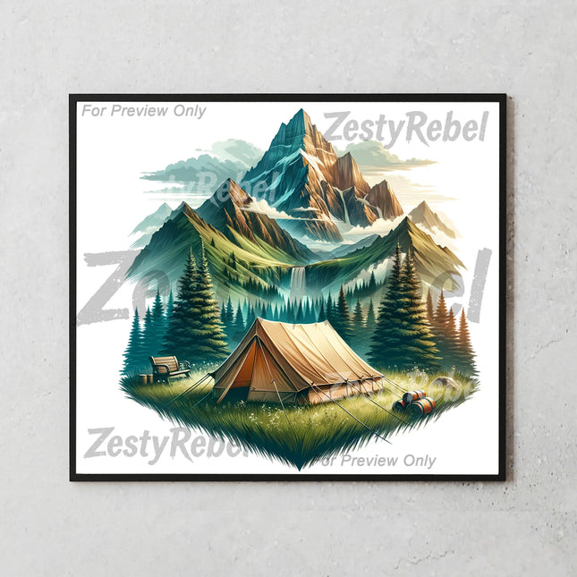 Best tumbler png for print on demand or wall art – alpine waterfall sublimation design