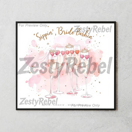 Best tumbler png for print on demand and wall art – bride party wrap with blushing flutes and crowns