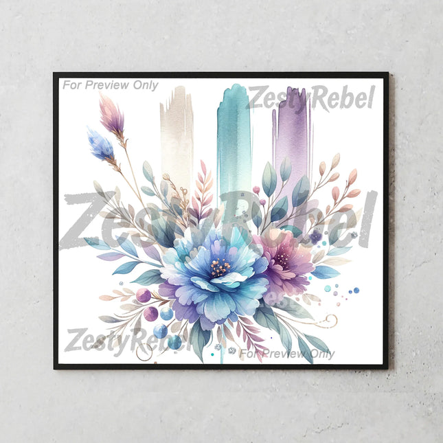 Best watercolor tumbler png for print on demand – pastel wrap wall art download