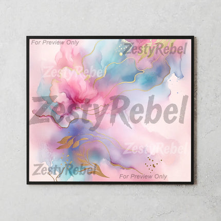 Best print on demand tumbler png – pink and gold watercolor wash perfect for elegant wall art and clipart bundle use